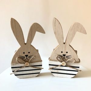 Hobby Lobby wooden neutral Easter bunny decor set